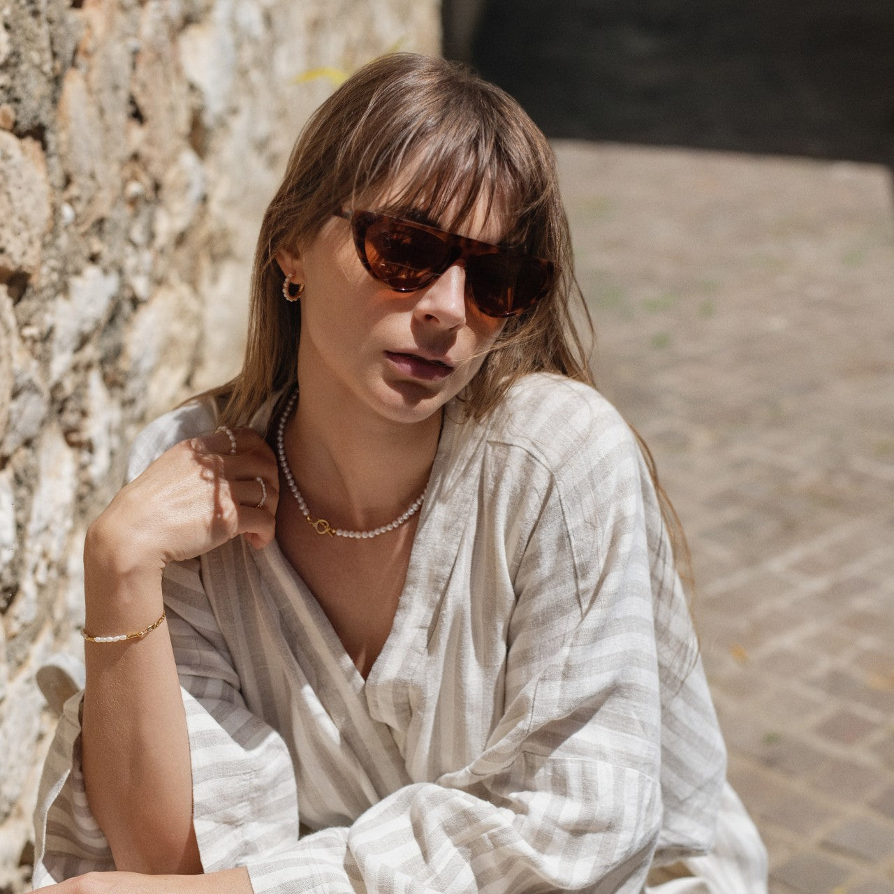 Pearls T-bar Necklace