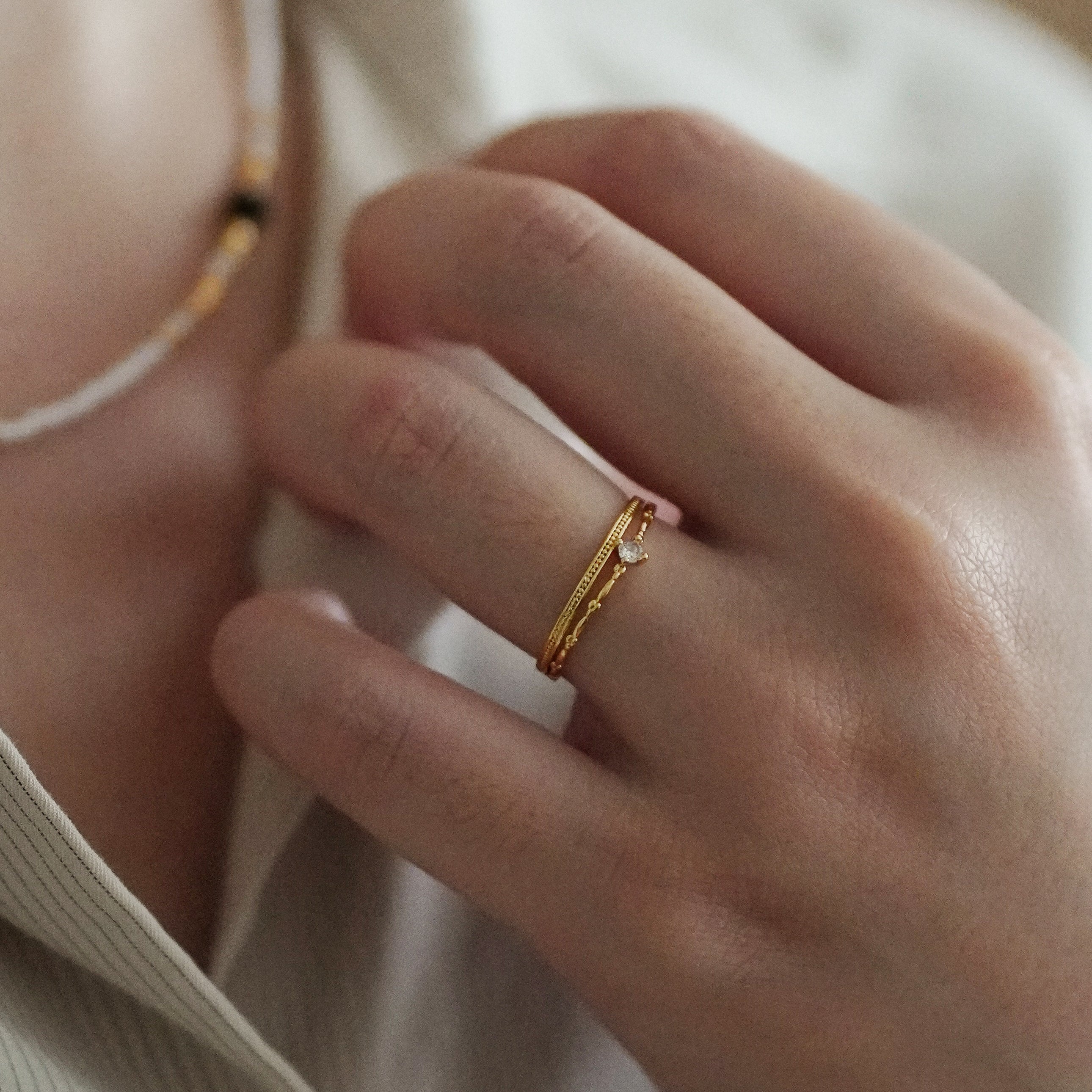 Nori Double Layer Zircon Ring