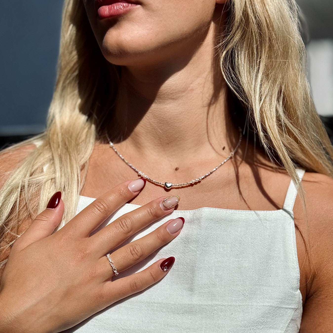 Reagan Heart with Pearls Necklace
