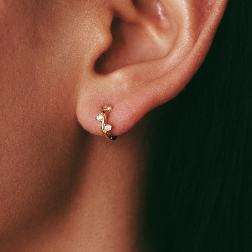 Nataly Wavy Cubic Zirconia Hoop Earrings