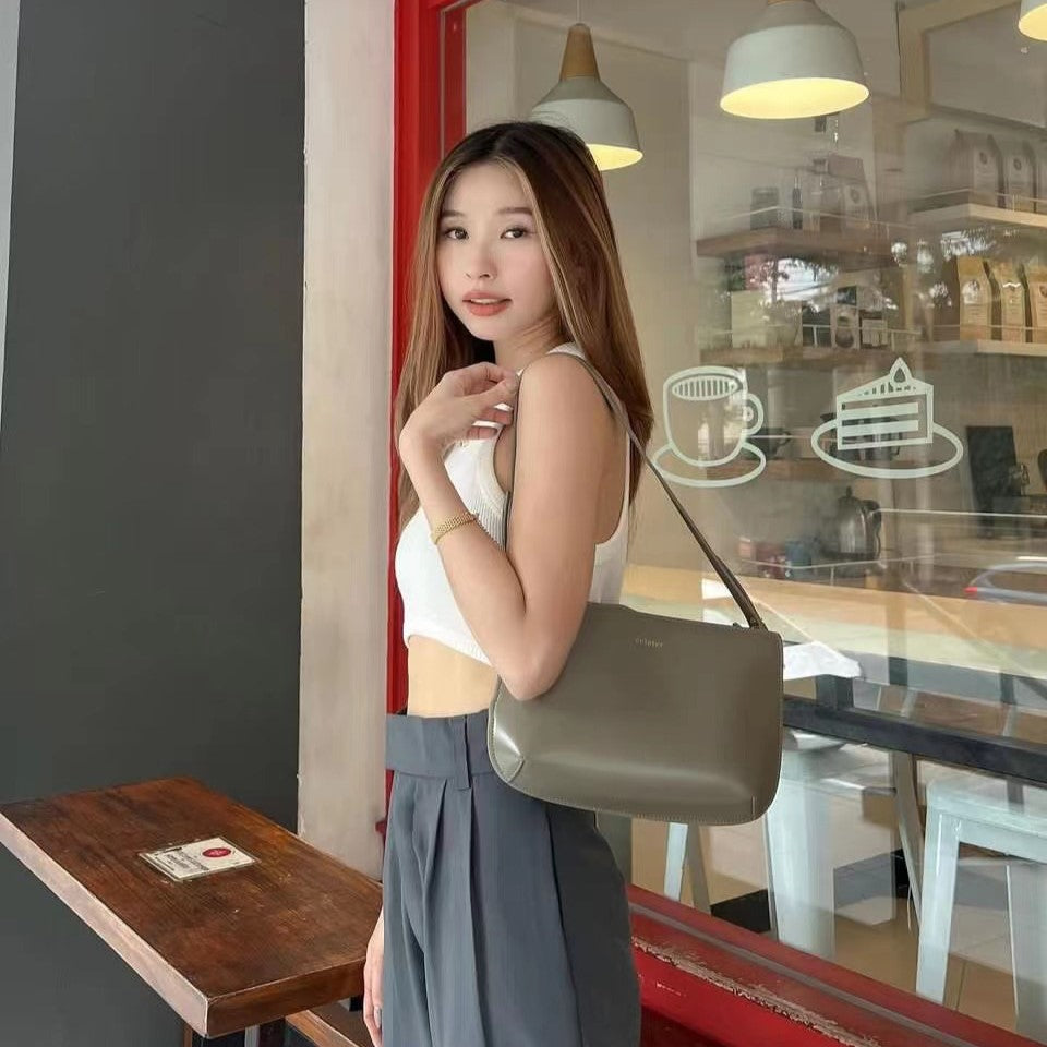 Lea Leather Shoulder Bag - Grey