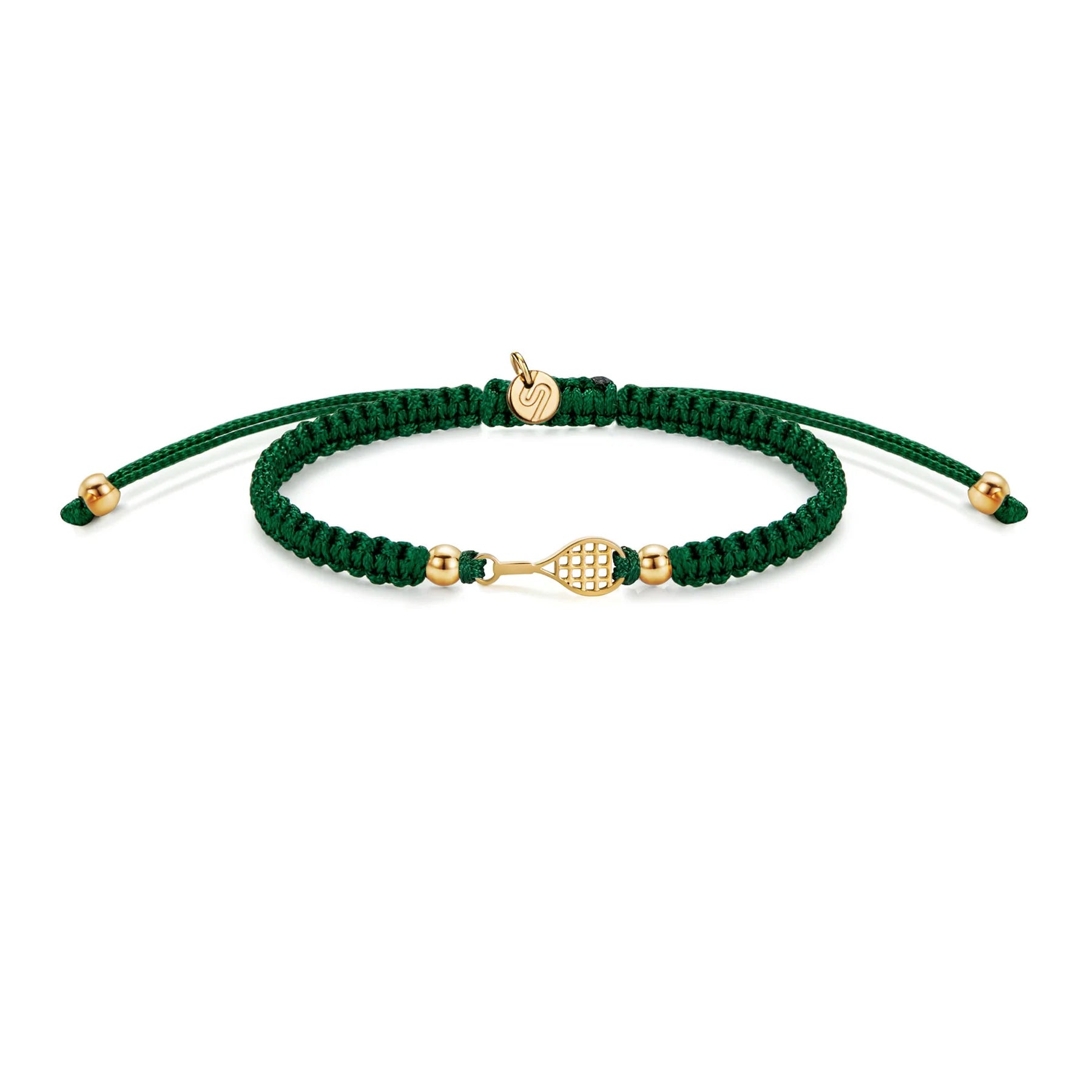 Gold Tennis Dark Green Braided Bracelet