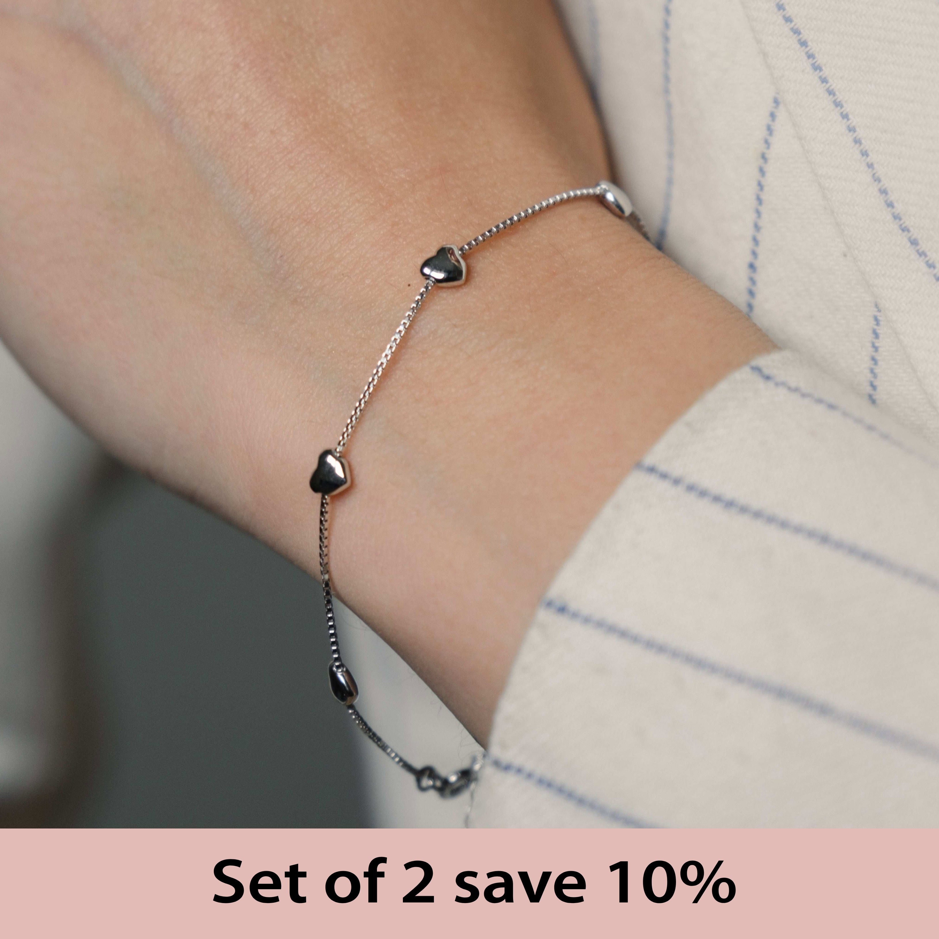 [Set of 2] Hailey Heart Bracelet