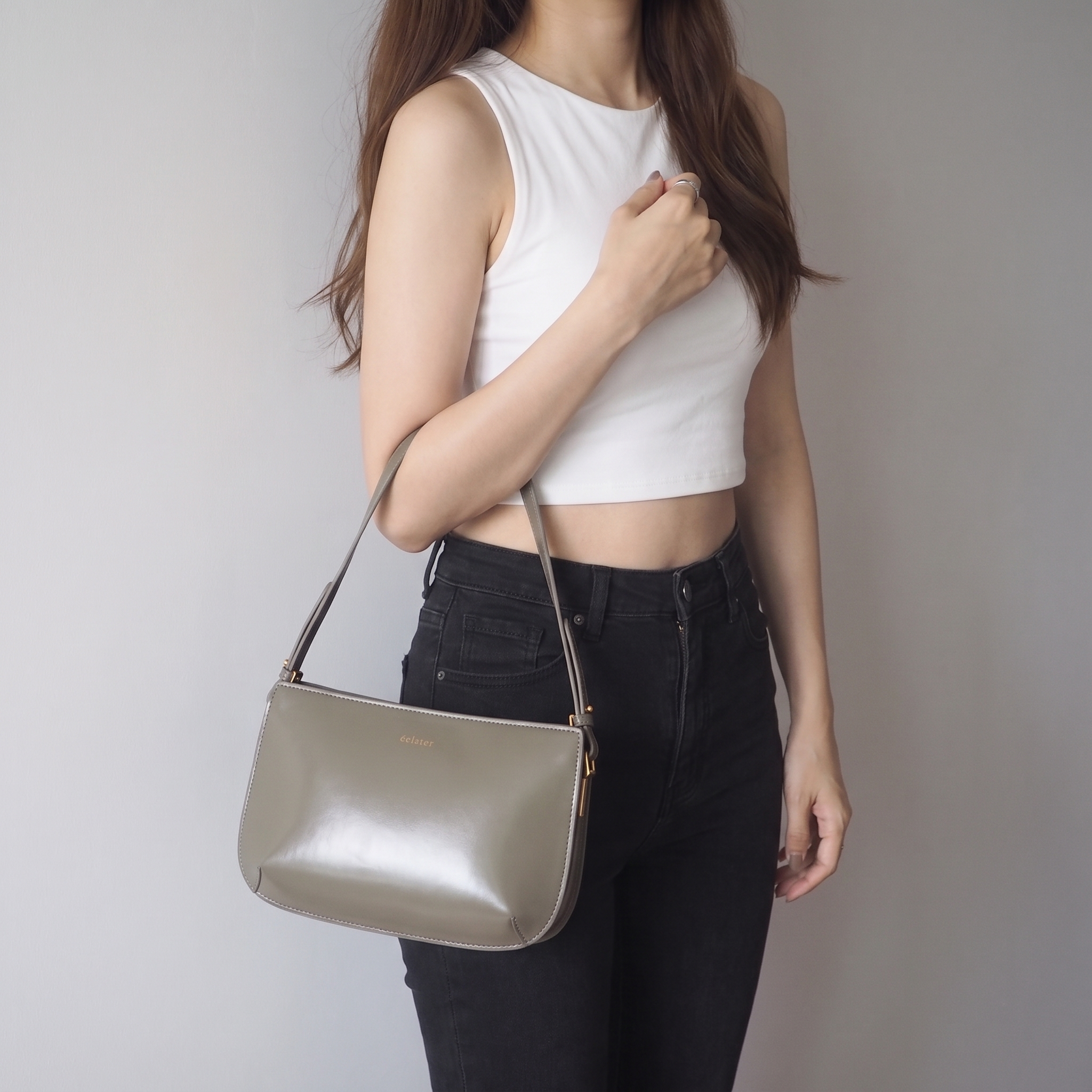 Lea Leather Shoulder Bag - Grey