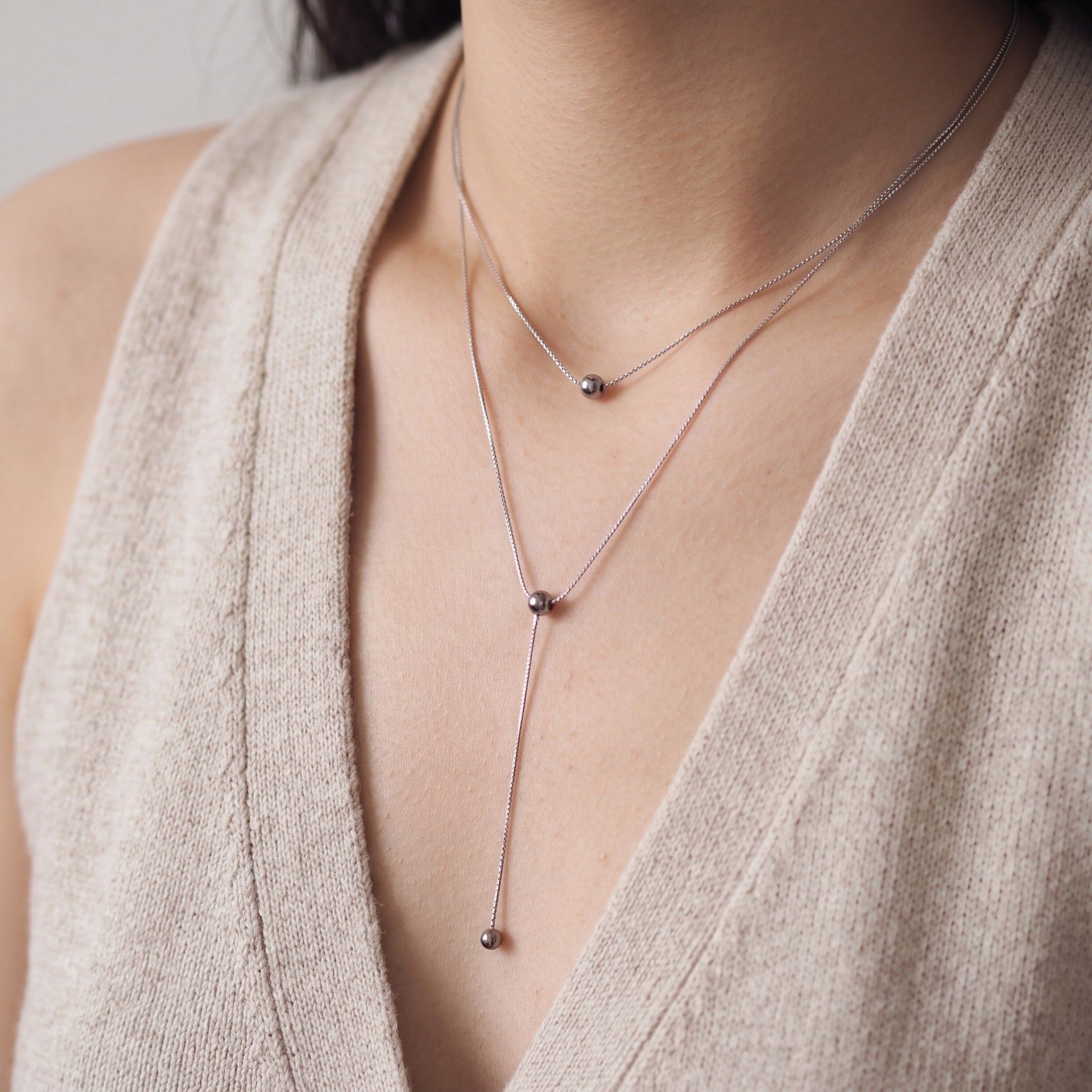 Naeva Double Chain Drop Ball Necklace