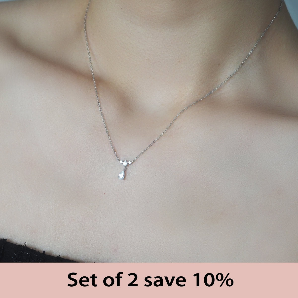 [Set of 2] Joely Waterdrop Necklace