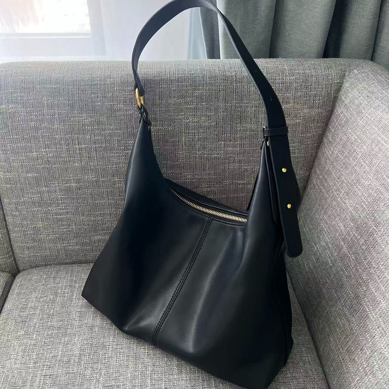 Natalie Leather Tote Bag - Black