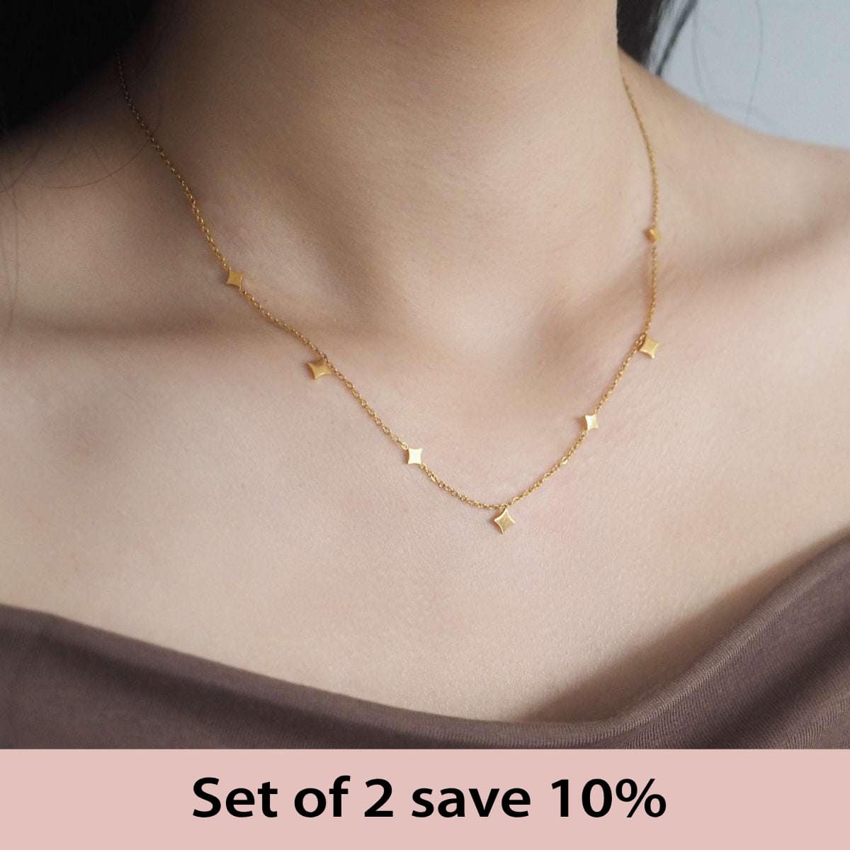 [Set of 2] Peyton Starry Necklace