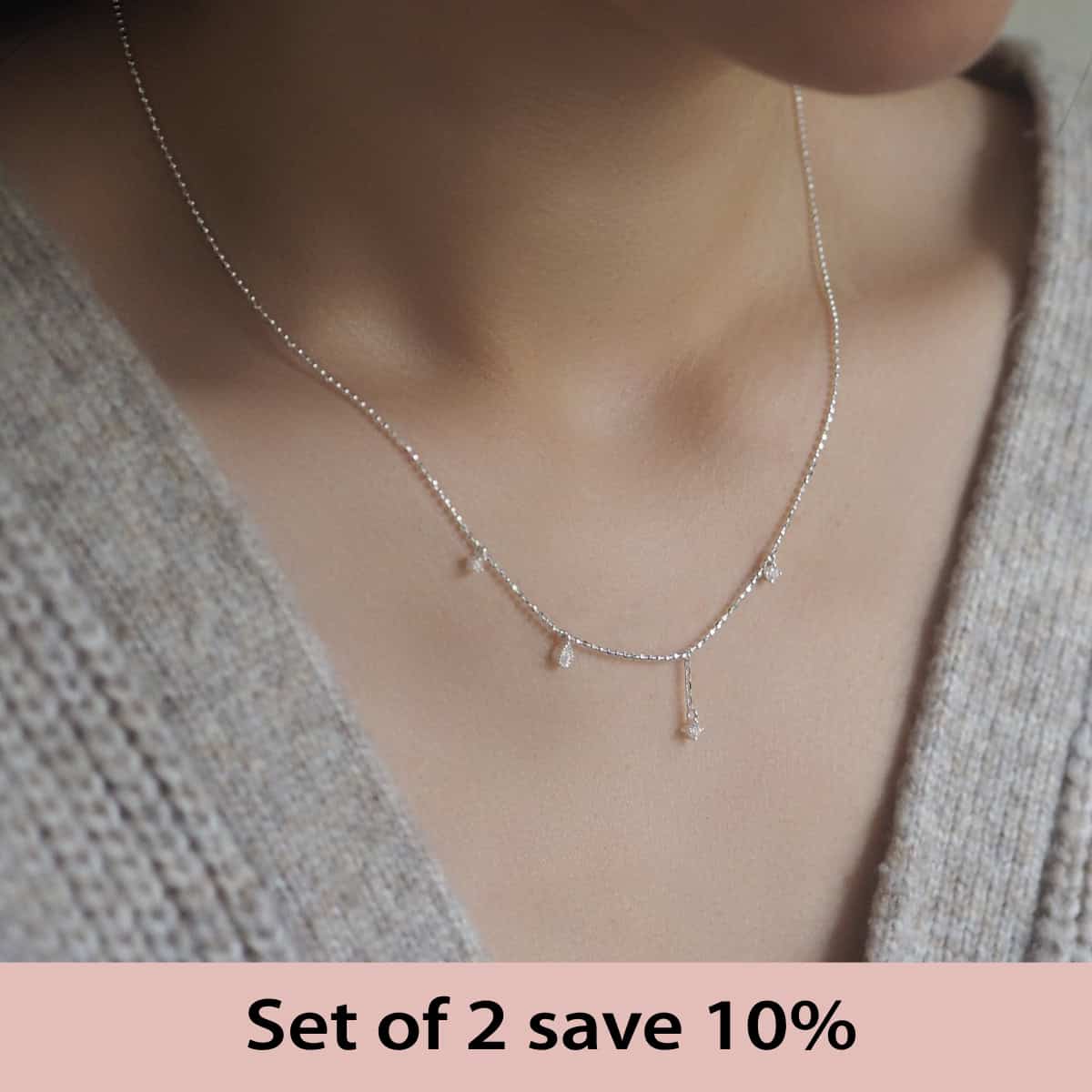 [Set of 2] Raley Shinny Drop Necklace