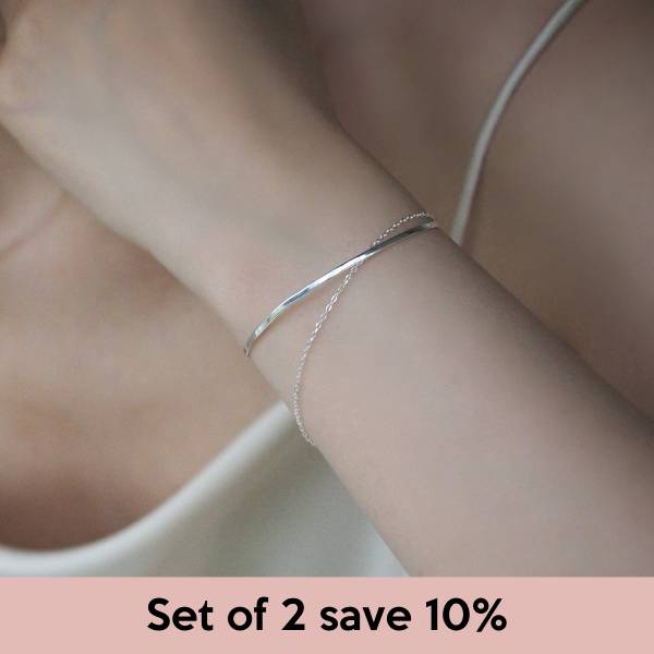 [Set of 2] Marye Double Chain Bracelet