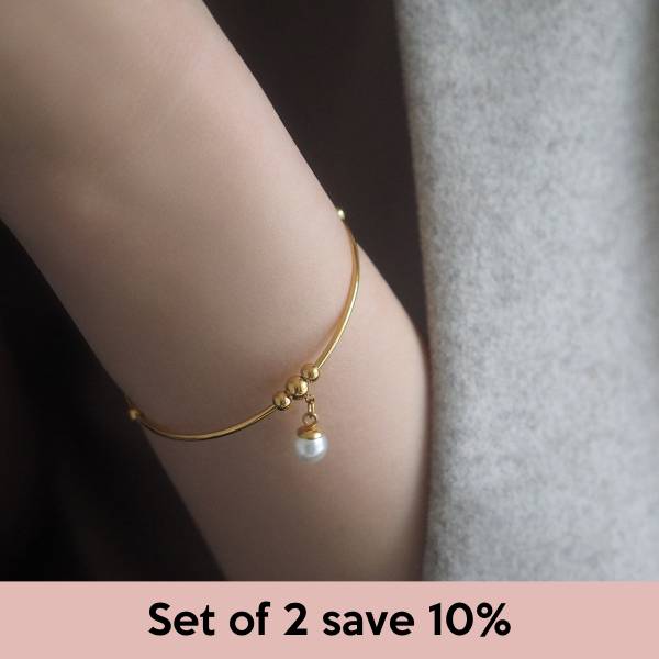 [Set of 2] Jan Pearl Drop Bracelet