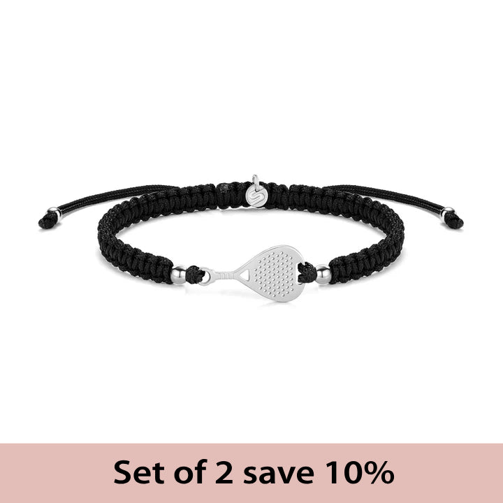 [Set of 2] Silver Padel Braided Bracelet