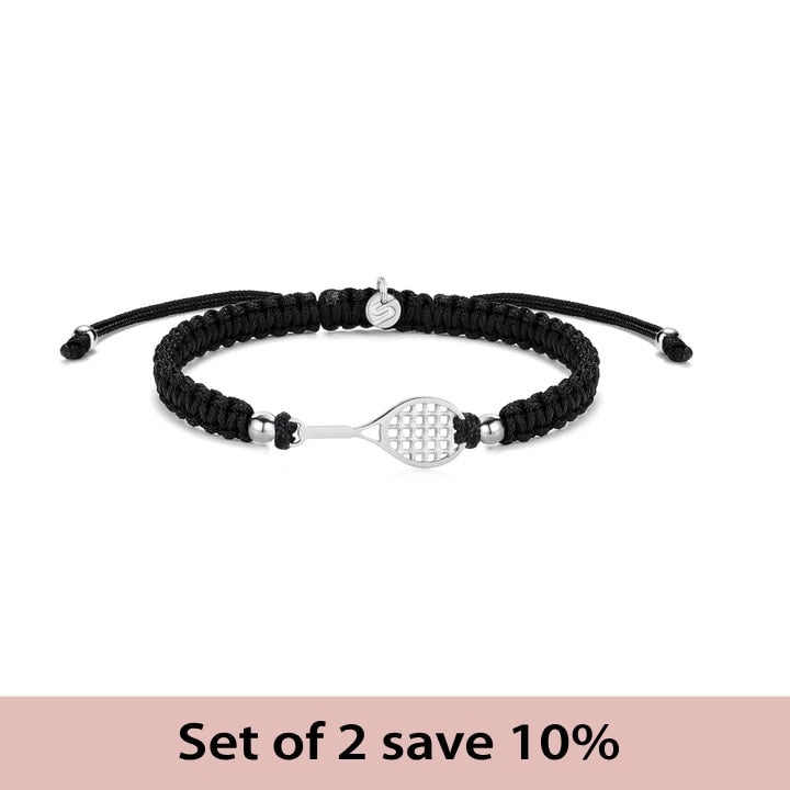 [Set of 2] Silver Tennis Braided Bracelet