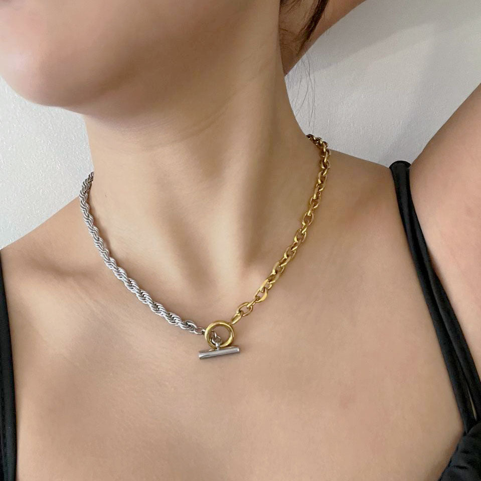 Hettie 2-Tone T-bar Necklace