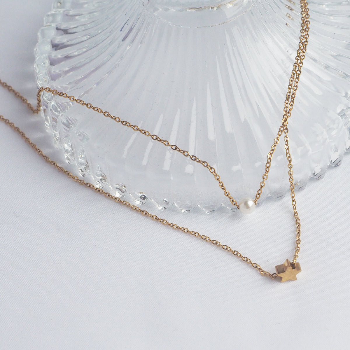 Starry Pearl Double Layers Necklace