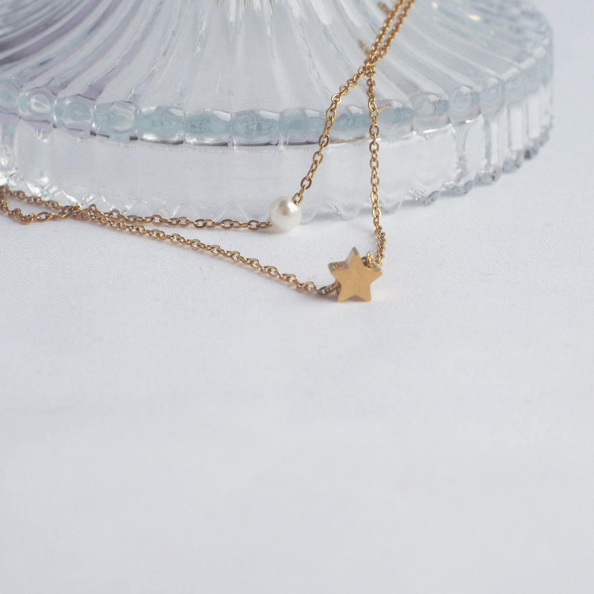 Starry Pearl Double Layers Necklace