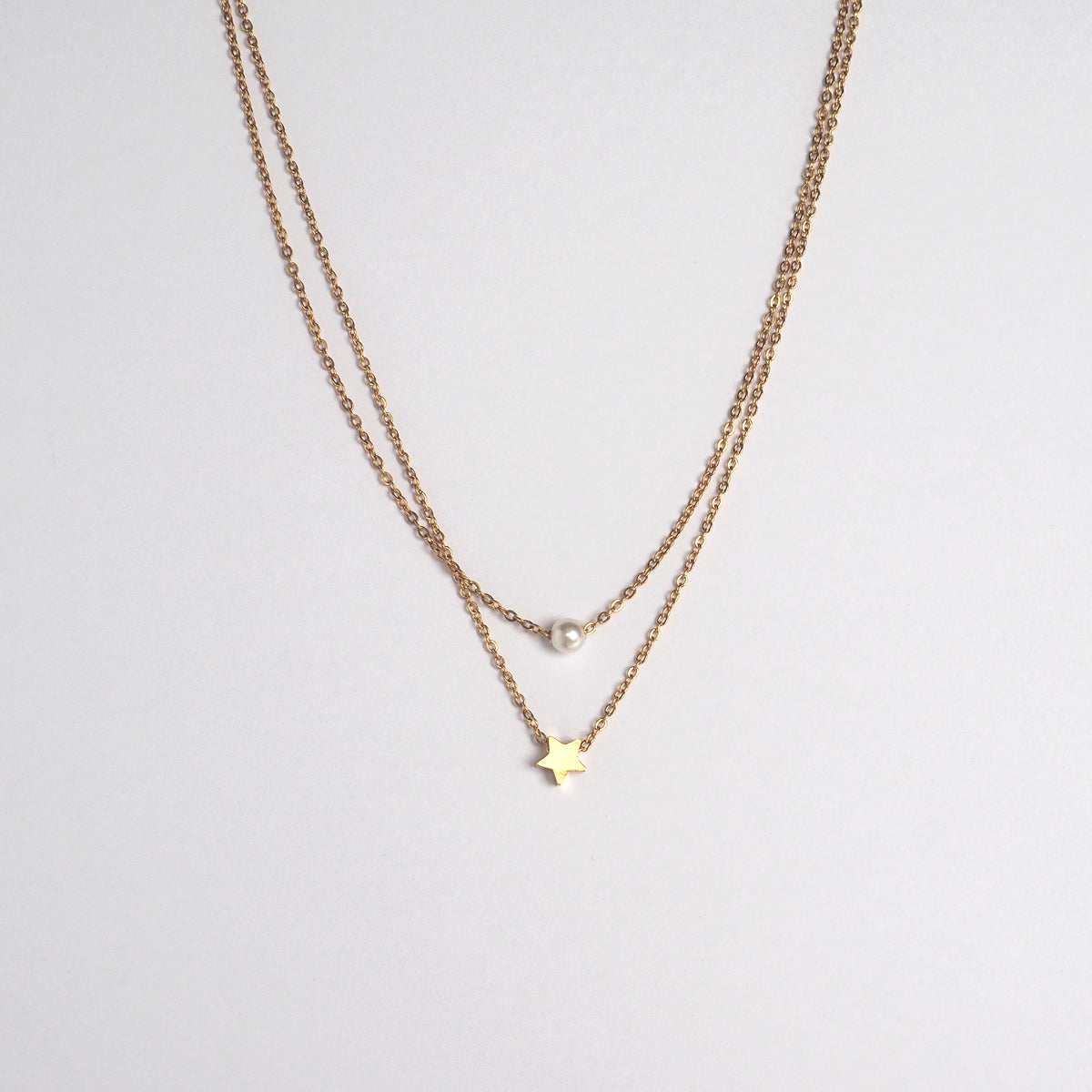 Starry Pearl Double Layers Necklace