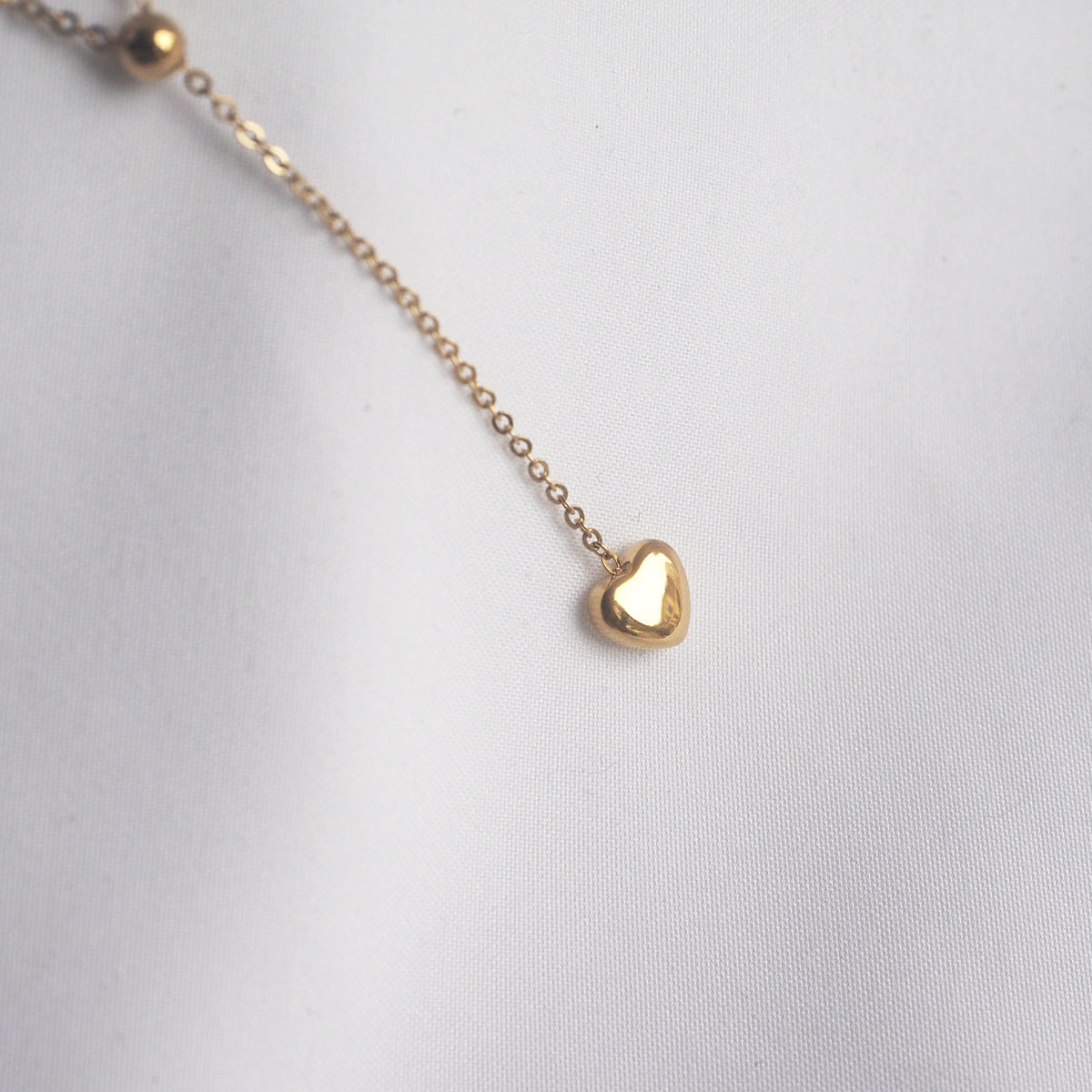 Arcene Double Strand Drop Heart Necklace