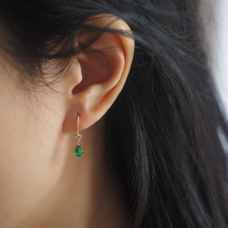 Emerald Zircon Waterdrop Earrings
