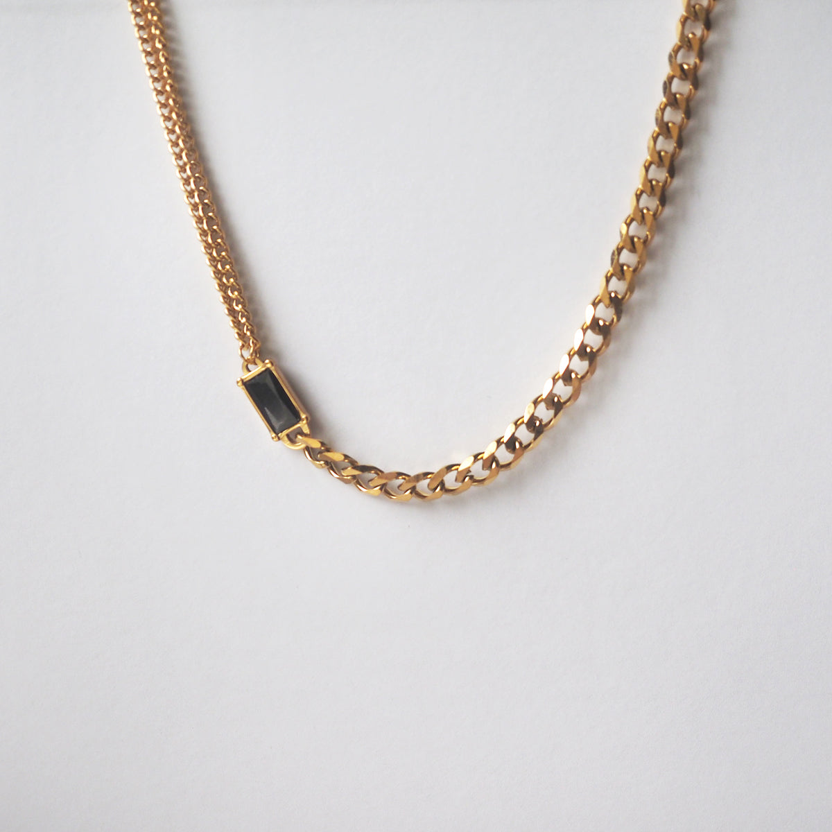 Jolee Stitching Chain Black Zircon Necklace