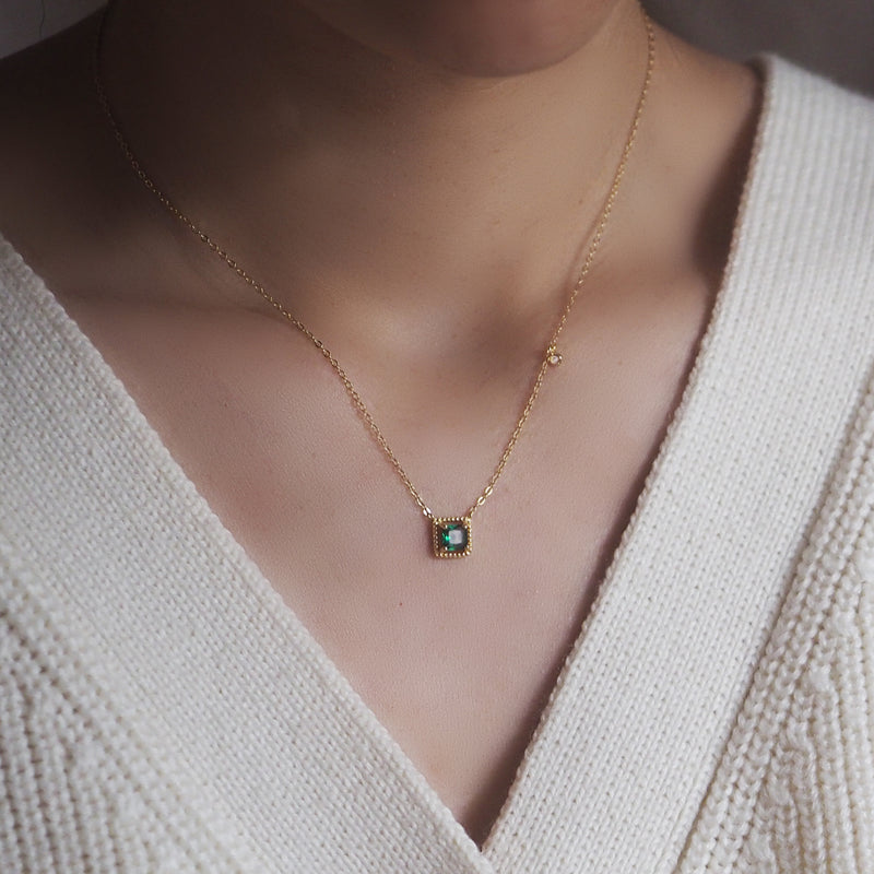 Emerald Sugar Cube Necklace