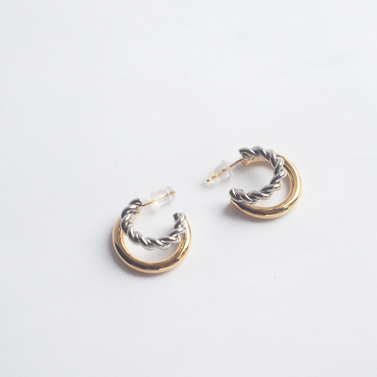 Mixed-Tone Double Hoop Earrings