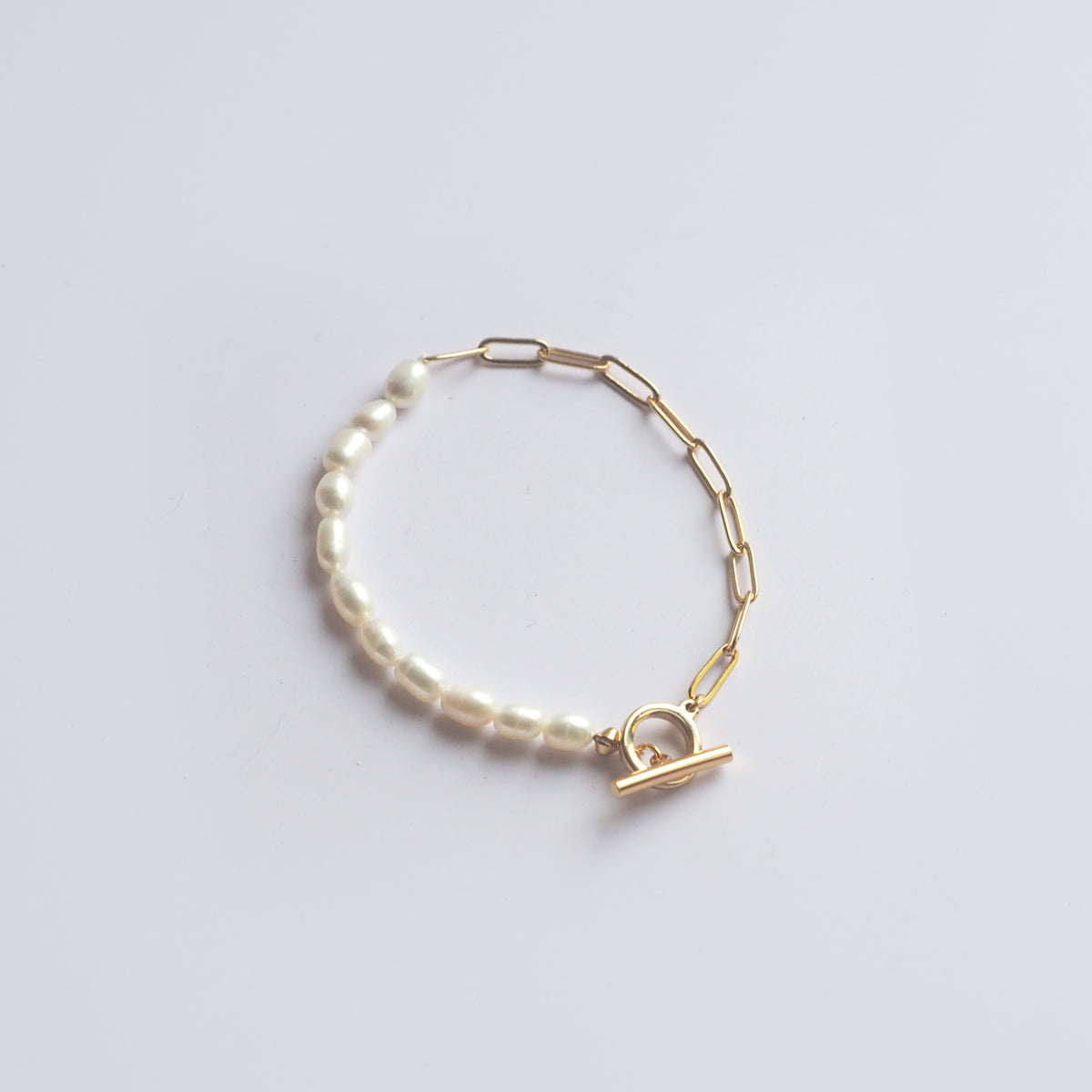 Pearls T-bar Gold Tone Bracelet