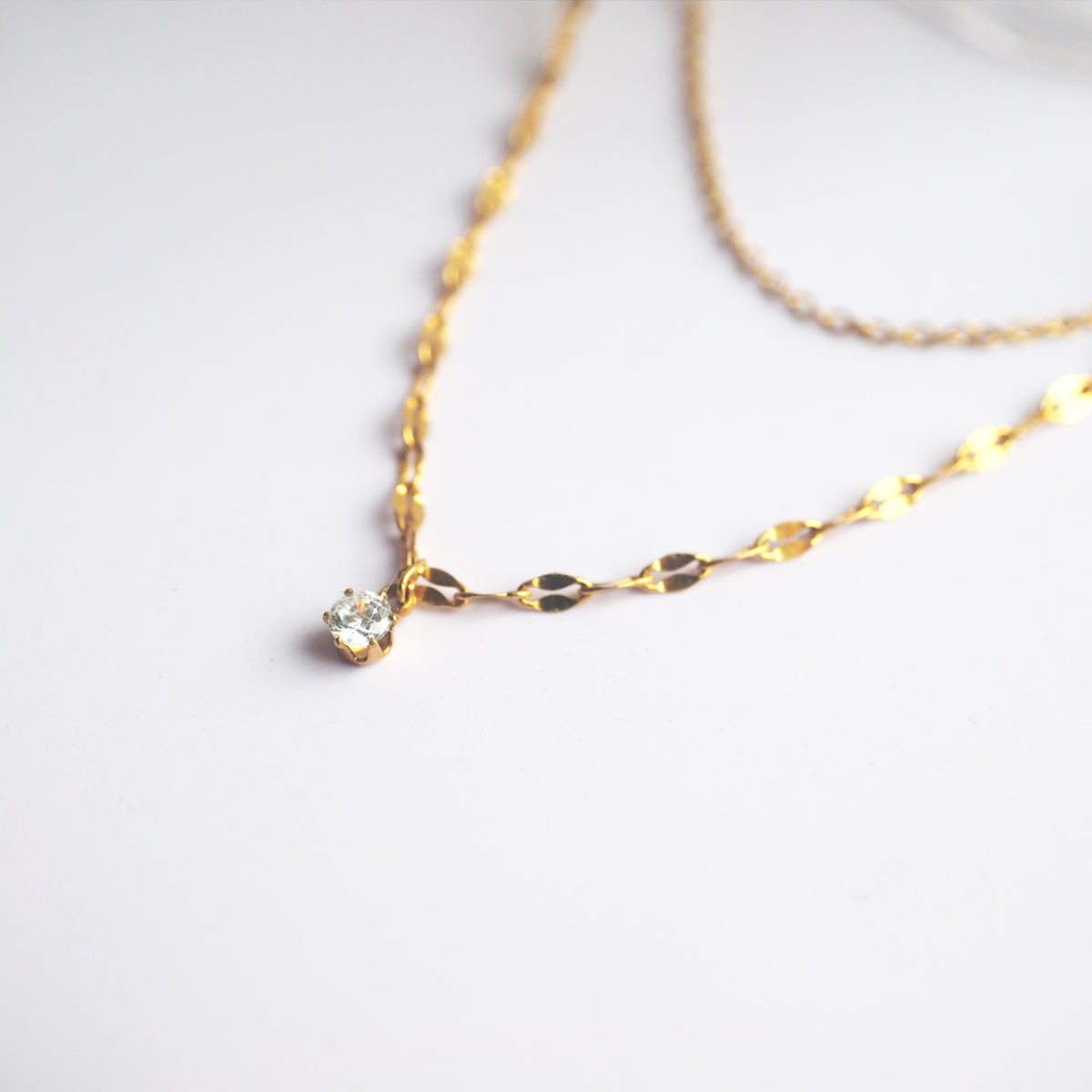 Valda Double Chain Drop Crystal Necklace