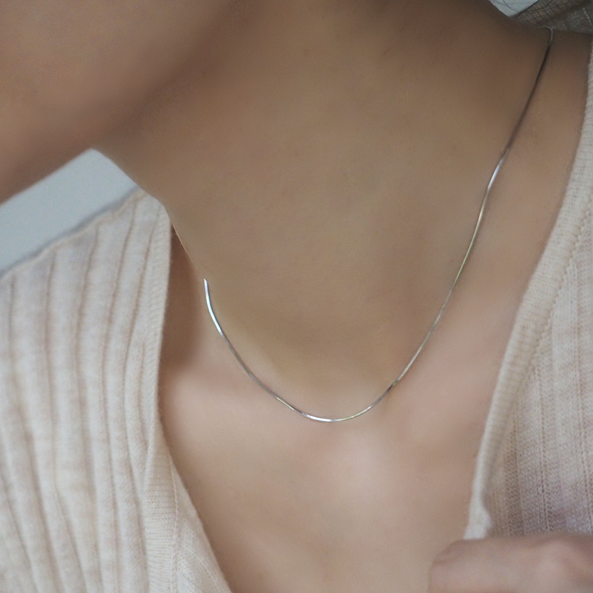 Fine Herringbone Chain Necklace