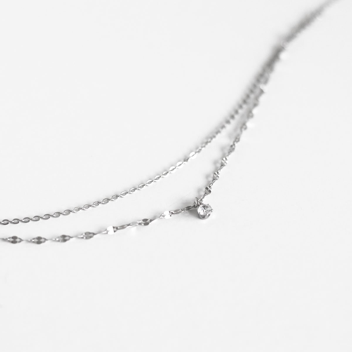 Valda Double Chain Drop Crystal Necklace