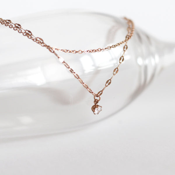 Valda Double Chain Drop Crystal Necklace