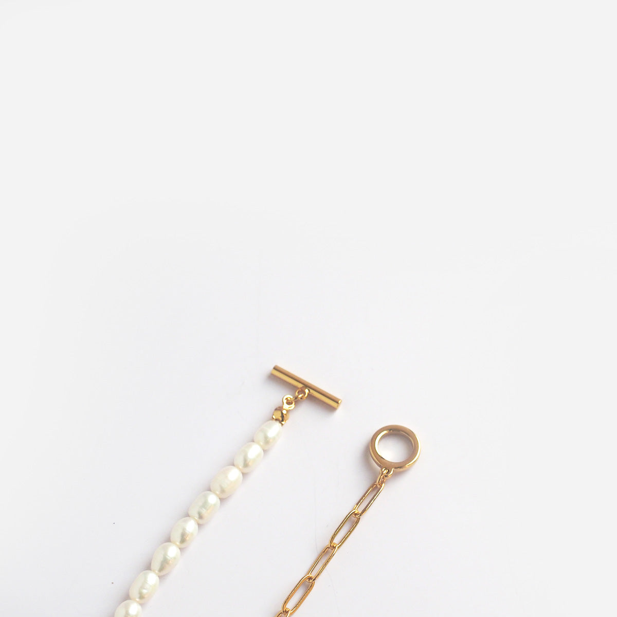 Pearls T-bar Gold Tone Bracelet