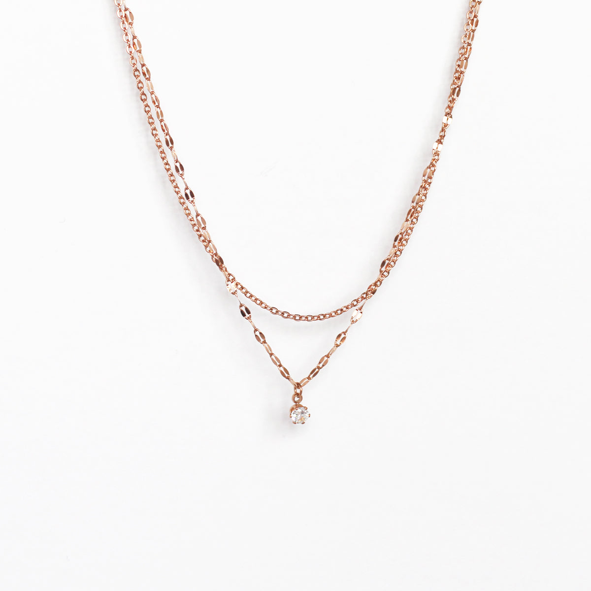 Valda Double Chain Drop Crystal Necklace