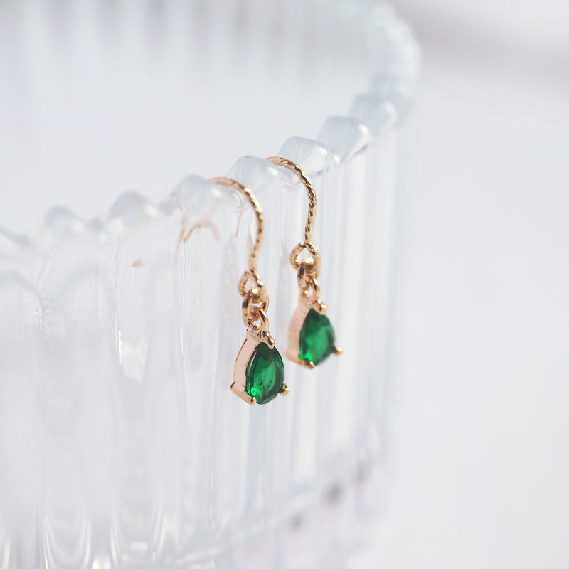 Emerald Zircon Waterdrop Earrings