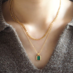 Delphine Double Chain Necklace - Malachite