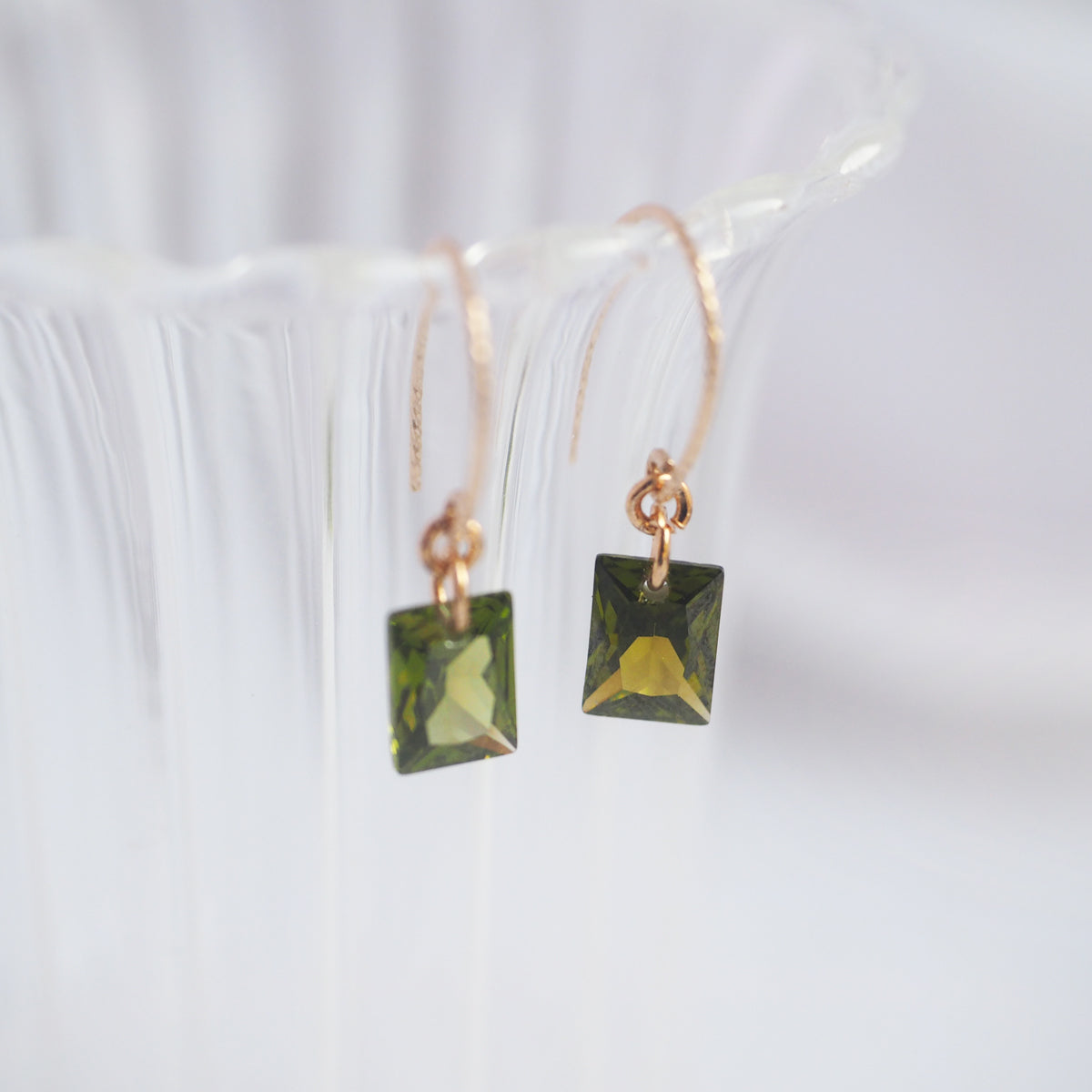 Olive Square Zircon Earrings