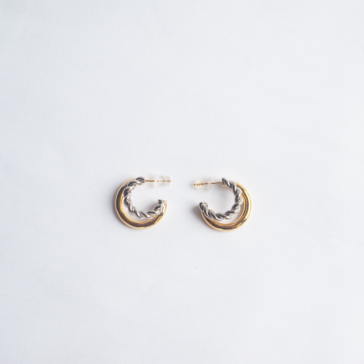 Mixed-Tone Double Hoop Earrings