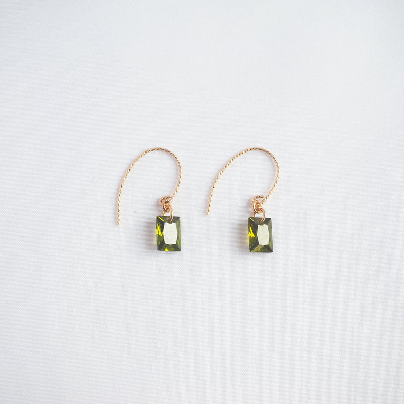 Olive Square Zircon Earrings
