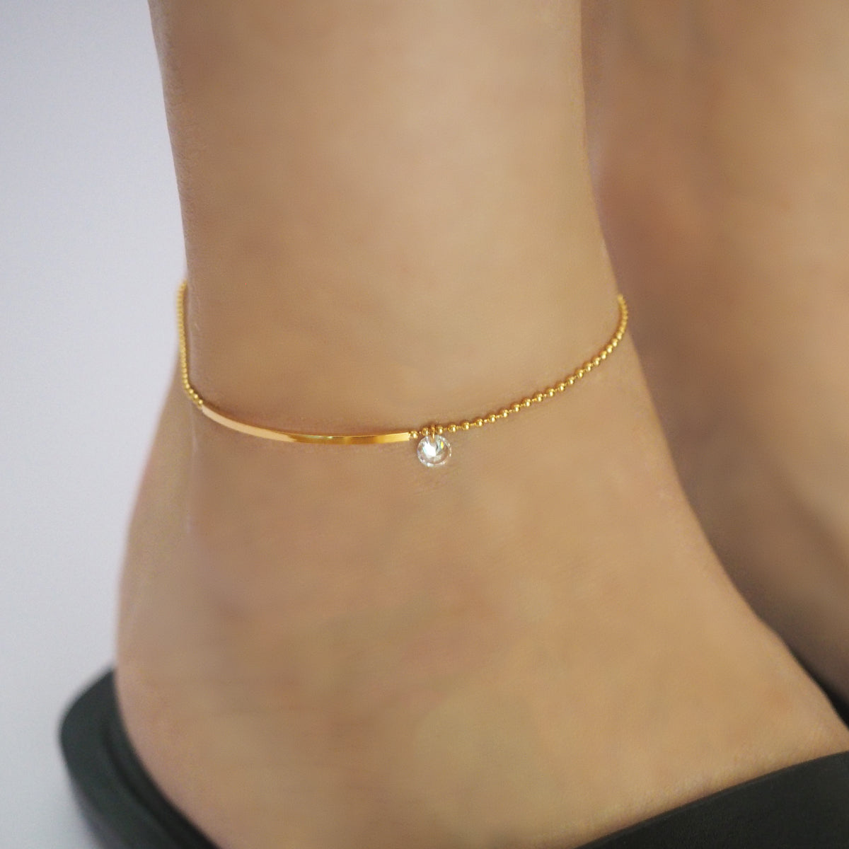 [Set of 2] Moire Crystal Ankle Bracelet