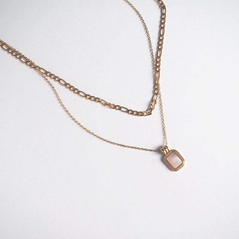 Delphine Double Chain Necklace - Shell