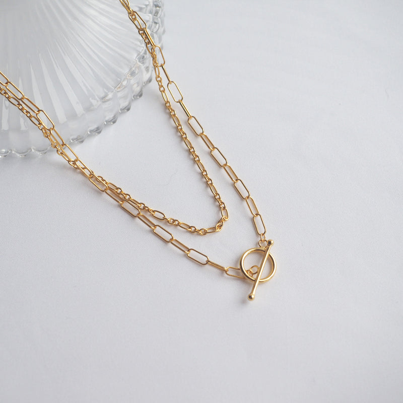 Double Chain T-bar Necklace