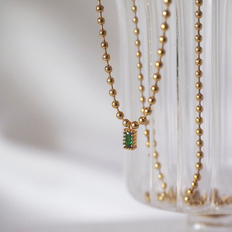 Emerald Square Zircon Necklace