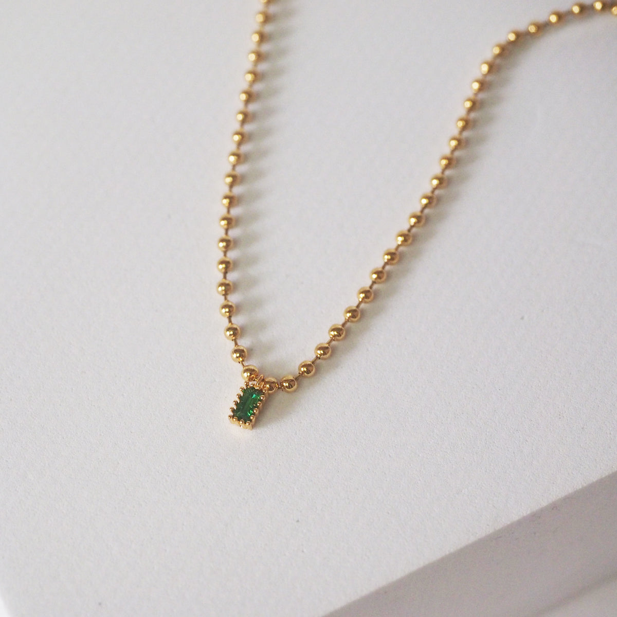 Emerald Square Zircon Necklace