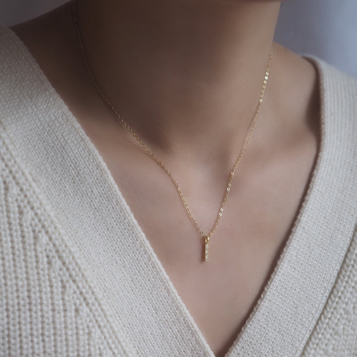 Pensee Drop Stick Necklace