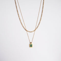 Delphine Double Chain Necklace - Malachite