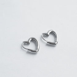 Heart Hoop Silver Earrings