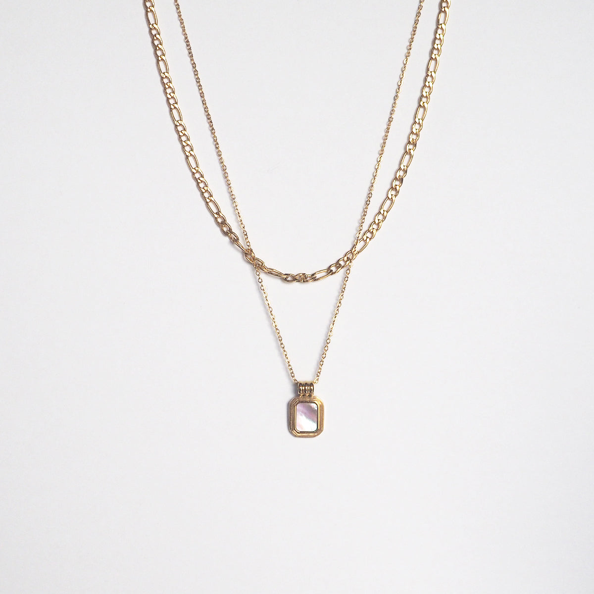 Delphine Double Chain Necklace - Shell