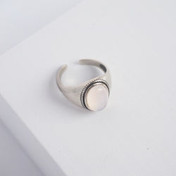 White Agate Silver Ring