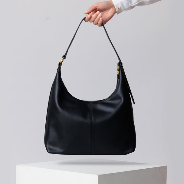 Natalie Leather Tote Bag - Black