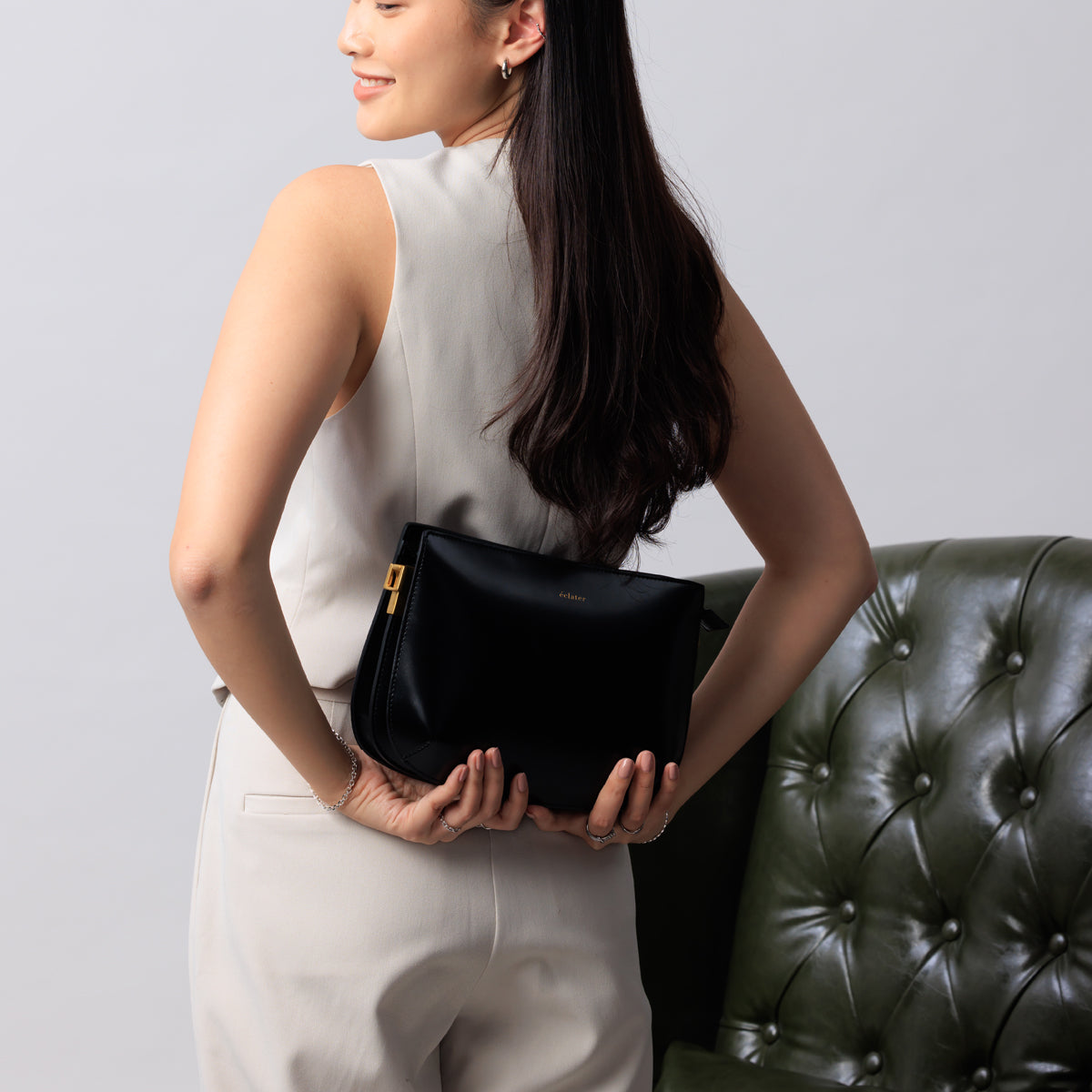 Lea Leather Shoulder Bag - Black